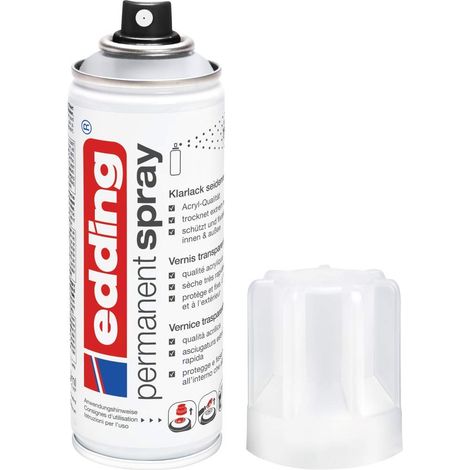 edding 5200 Spray Permanente Lacca Trasparente, Transparente Opaco, 200 Ml, Vernice Acrilica Fissante Lucida, per Sigillare e Proteggere La Vernice, Smalto Acrilico Trasparente (1/5)