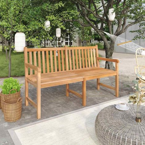 Banc de jardin 150 cm en bois de teck solide pour extérieur terrasse et jardin - PANGIVO (1/5)