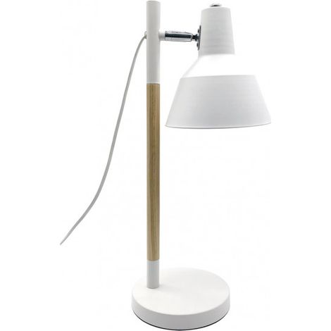 FABRILAMPE 161171001 Basil Lampe 1xe14 Weiß/Buche 50x17x23 cm Gelenkig und 350º verstellbar