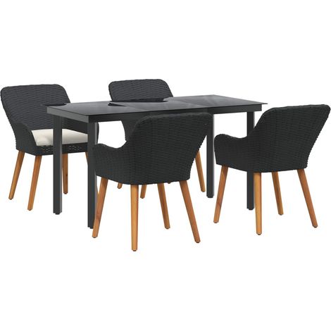 Maison Exclusive - Garten Essgruppe mit Kissen 5 pcs Schwarz Poly