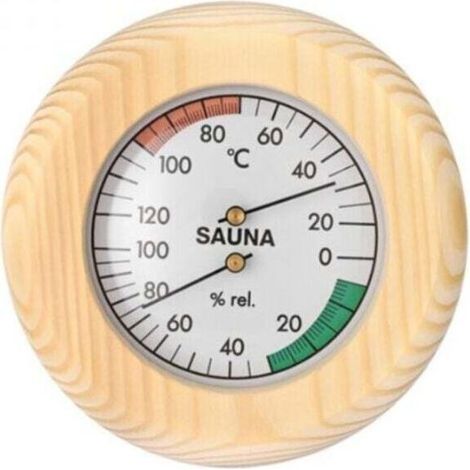 Sauna Klimamesser,Hygromètre pour Sauna,Thermomètre pour Sauna,réglable manuellement,2en1 Mesureur de température et d'humidité pour Sauna,Bois Noble,Diamètre 13,5 cm (1/3)