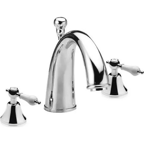 Mitigeur lavabo 3 trous chromé, style rétro (1/2)