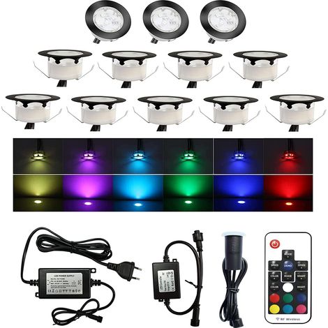 RGBW LED Spot Encastrable Extérieur Mini Spot Encastré de Ø45mm Lot de 12 Eclairage Encastrables Extérieur pour Terrasse Enterre IP67 Etanche DC12V Lumière pour Escalier (1/5)