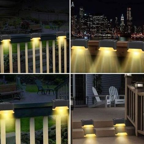Lampes solaires extérieures, 16PCS, blanc chaud, lampes solaires, éclairage d'escalier LED, étanche, pour chemins, cour, clôtures ( (1/4)