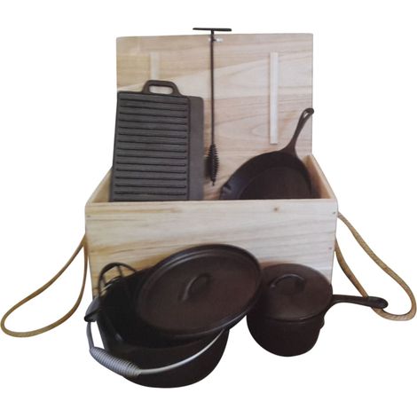 Rustikales Gusseisen Koch- und Grillset, 7tlg. (1/2)