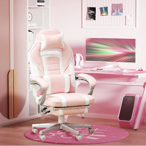 Stuhl Sessel drehbar mit Fußstütze Pink OKMYHOME (1/4)