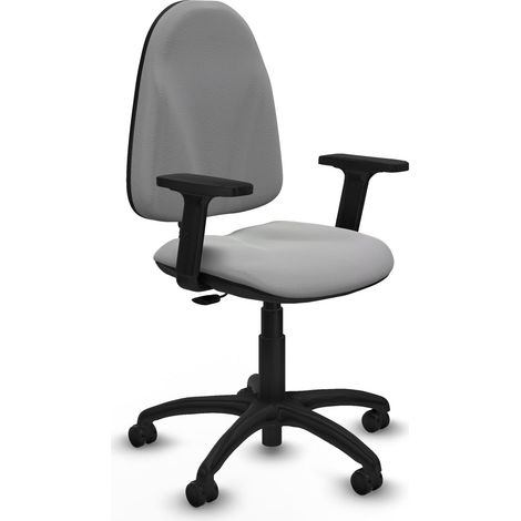Algarra CP similpiel gris claro brazos 2D base poliamida ruedas engomadas 50mm
