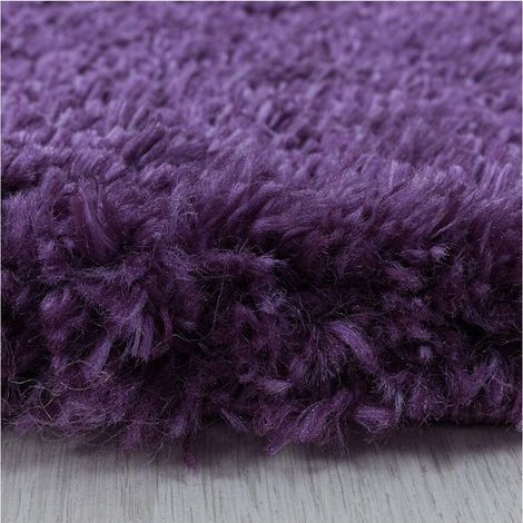 Tapis shaggy moelleux uni rond Matheo Violet Ø 160 (1/5)