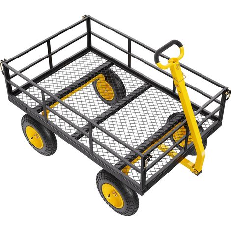 Chariot de Jardin en Acier 1200 Lbs, Remorque Utilitaire 2-en-1 avec Roues Tout Terrain 13", Côtés Amovibles et Poignée Rotative 180° (1/5)