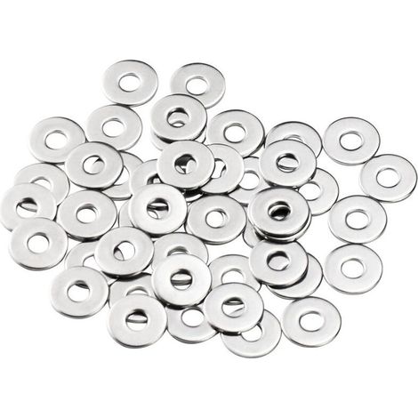 Rondelles Metal M6, Rondelles Plates 50 Pièces, Rondelle Inox M6 x 18mm, Rondelle en 304 Acier Inoxydable DIN9021 / ISO7093, Penny Rondelles pour Vis et écrous (1/3)