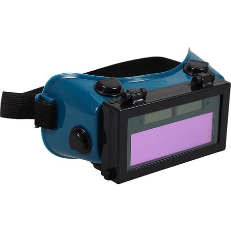 Occhiali da saldatore auto-oscuranti da uomo, occhiali industriali da saldatore con lenti blu scuro, protezione oculare professionale. (1/5)