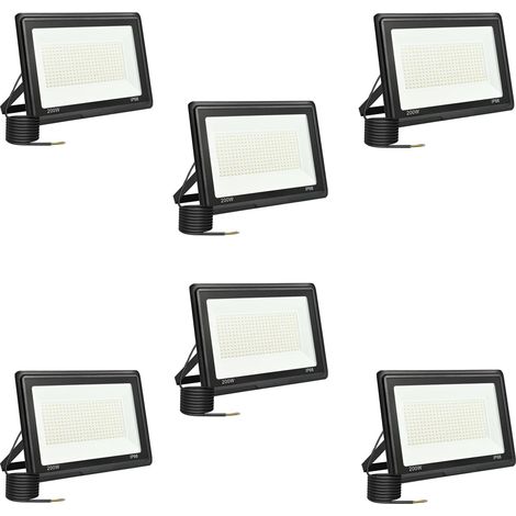 6 Pièces Projecteur LED Extérieur 200W, Spot LED ExtéRieur 20000LM 6000K Blanc Froid IP66 ImperméAble Projecteur Exterieur Pour Jardin Garage Patio Grange Cour