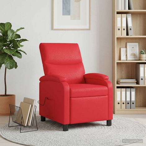 vidaXL Silla de masajes reclinable Rojo Cuero sintético (1/5)