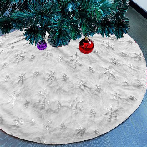 Jupe Arbre De Noël - Fausse Fourrure Blanche - Diamètre 78 cm ou 90 cm - Pour Décoration Intérieure Extérieure - 1 Pièce (1/5)