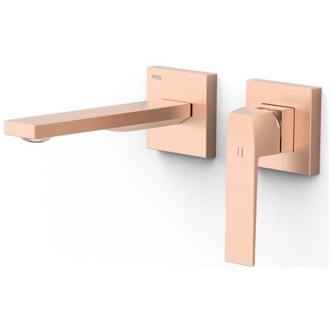 Pièce apparente pour élément encastré de lavabo Slim Or Rose Mat 24K - TRES 20230021OPM