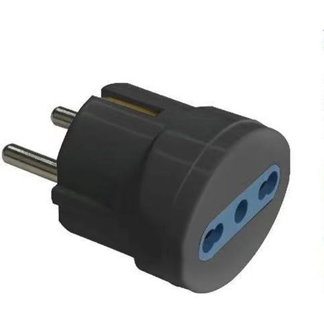 Adattatore Spina Elettrica 2P+T 16A Schuko con 1 Presa Bipasso 2P+T 10A/16A 250V Max 1500W Nero