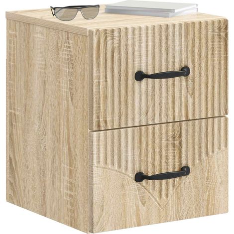 Maison Exclusive - Mobiletto da notte a muro 2 pcs Rovere Sonoma 34,5 x 33 x 40 cm