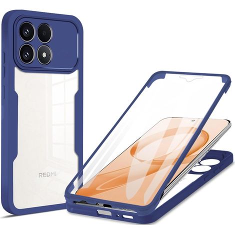 Coque pour Xiaomi Poco F8 Pro avec Protection D'écran, Étui Avant et Arrière 360 Degres Antichoc Housse, Antirayures Robuste Bumper Transparente Case, Bleu (1/5)