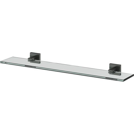 Colore Vector Gunmetal Grey and Glass 600mm Wall Mounted Vanity Shelf (1/5)