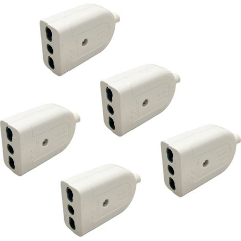 gloca Set 5 Prese Volanti Bipasso 10/16A Femmina Standard Italiano 250V Bianco