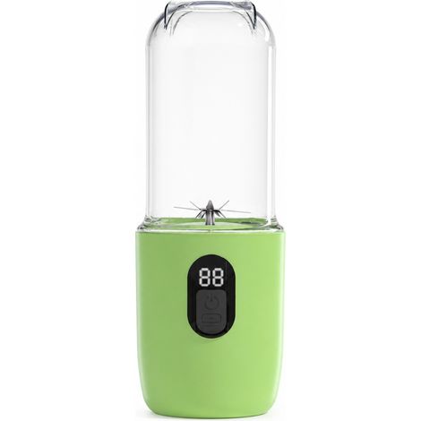 Blender portable rechargeable USB-C, 16 lames, écran numérique, batterie 1500 mAh, couvercle de transport, vert clair (1/5)