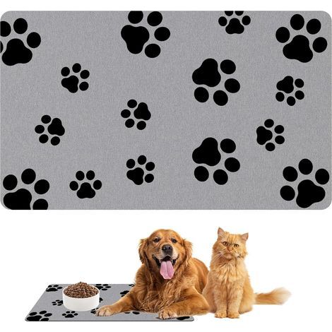 Tapis Chat Gamelle Absorbante, 30x50 cm Tapis de Gamelle pour Chien et Chat, Séchage Rapide, Tapis Gamelle Chien Absorbant et Antidérapant, Tapis de Nourriture pour Animaux pour Maison, Bureau (1/5)