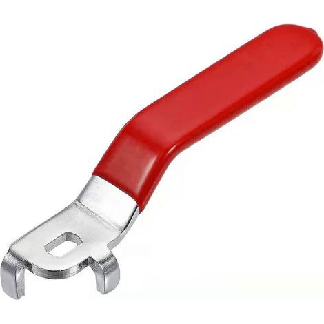 Poignée à levier rouge pour vanne à bille, longueur totale 148 mm, diamètre du trou 8 x 12 mm, épaisseur du trou 3 mm (8 x 12 x 3 mm). (1/4)