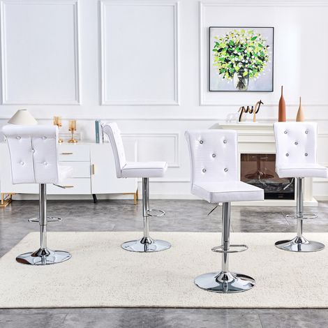 Chaises salle manger lot de 4 vintage PVC blanc OKMYHOME (1/5)