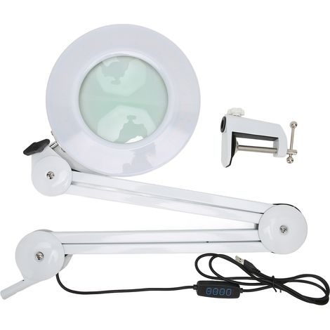 Lamp de Loupe à Pince Pliable 5X USB LED Anneau pour Tatouage, Loupe Grossissante Blanche (1/5)