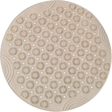 PVC Tapis de Bain de Massage Rond Tapis Douche Antidérapant Tapis de Salle de Bain Tapis de Douche Lavable en Machine Tapis de Baignoire,55x55cm,Kaki (1/5)
