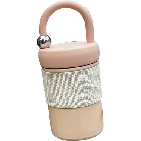 Tasse isotherme 400 ml en acier inoxydable, style minimaliste, avec poignée de transport, idéale pour les boissons chaudes et froides au quotidien et les voyages (rose). (1/4)