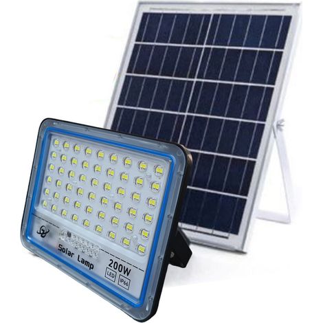 PROJECTEUR LED HAUTE LUMINOSITÉ AVEC PANNEAU SOLAIRE ET TÉLÉCOMMANDE CRÉPUSCULAIRE 200 W