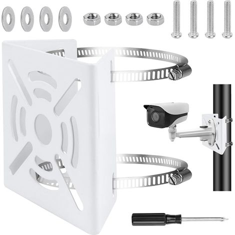 Support De Mât Montage sur Poteau Support De Poteau De Caméra Avec 2 Boucles Réglables Support D'angle Universel Pour Caméras De Vidéosurveillance Sécurité Réglables (1/5)
