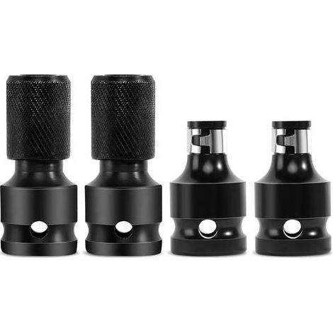 Lot de 4 adaptateurs de visseuse à percussion 1/2" à 1/4" multifonction porte-embout adaptateur pour clé à cliquet et porte-embout de tournevis (1/5)