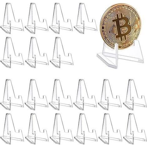 20 Pieces Support de Monnaie Présentoir,Mini Chevalet en Acrylique Transparent,Supports De Chevalet En Acrylique,Chevalets En Plastique,pour MéDailles, Afficher De Monnaie, Montres De Poche (1/4)