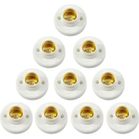 Support de douille E27 en plastique rond – Lot de 10 pièces pour appliques murales et plafonniers, fixation par vis