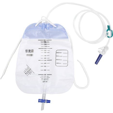 5 Pièces Sachets de Drainage Urinaire PVC Épais Anti-Reflux, Poches à Urine Jetables 1500ml