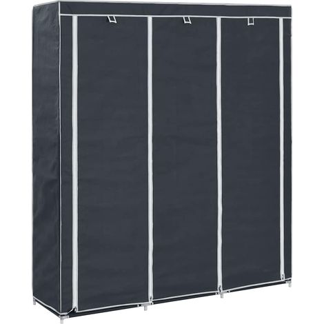 Kleiderschrank mit Fächern Stangen Schwarz 150x45x175cm Stoff