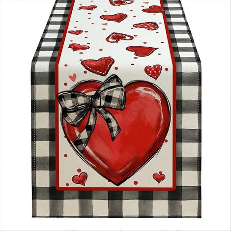 Chemin de table Saint-Valentin, à pois, 33 x 120 cm B (1/5)