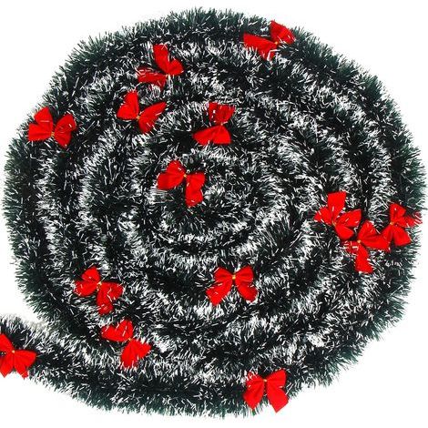 Guirlande de guirlandes de Noël, décorations de guirlandes de Noël vert foncé de 33 pieds avec nœud rouge pour la décoration d'arbre de Noël (1/5)