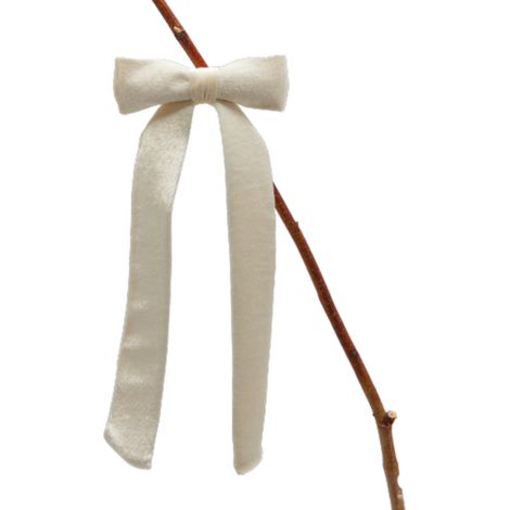 Fiocco in velluto con clip per addobbi natalizi, alto 30 cm, Avorio (1/4)