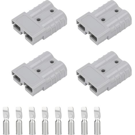 Connecteur Anderson - 50 A 600 V - Pour Installation Solaire Auto et Van - Câbles 6-10 AWG - Couvercle Caoutchouc - Lot de 4 (1/5)