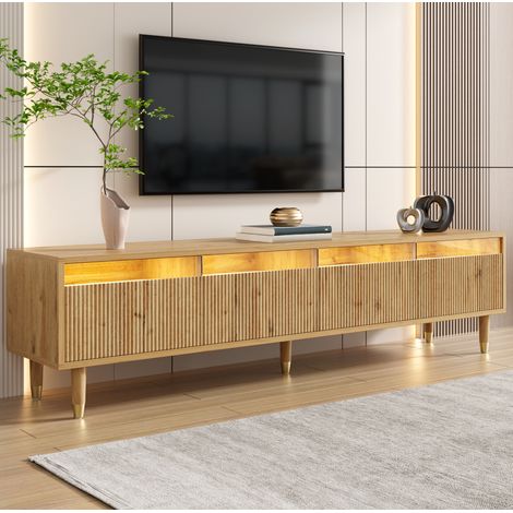 TV-Schrank MDF in Holzoptik, Holzfarbe, 178 x 35 x 45 cm, 4 Schubladen, Kabeldurchführungen, minimalistisches Design (1/5)
