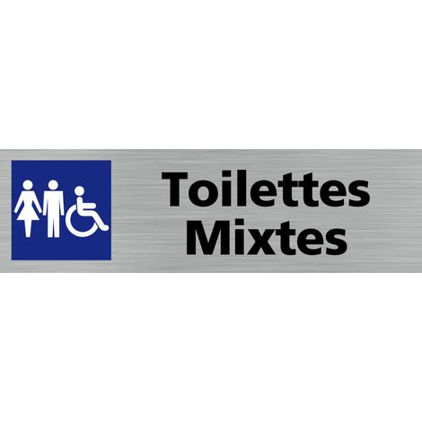 Pictogramme TOILETTES MIXTES (Q0128).- Plaque aluminium brossé - (1/5)