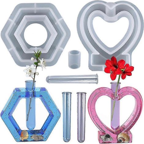 Vase de rangement en silicone, moules en résine, créations en résine en forme de cœur, cristal (1/5)