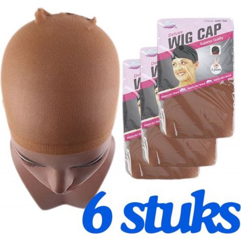 Lot de 6 bonnets de perruque marron foncé - Filets à perruque (6 pièces) - Filets à perruque - Bonnets de perruque - Bonnet de perruque marron foncé (1/5)