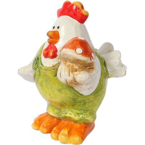 Statuetta in ceramica a forma di gallina pasquale, 11 cm (1/2)
