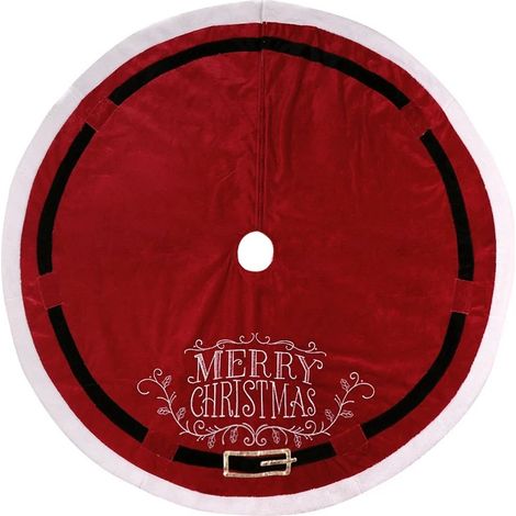 Jupe de sapin de Noël en velours rouge, tablier décoratif pour sapin de Noël (1/5)