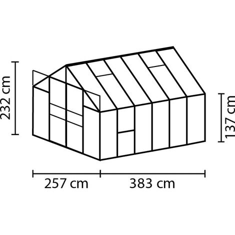 Gewächshaus Vitavia Meridian 2 9900,Aluminium Schwarz+Polycarbonat 4 mm,257x383x H232cm von Ezooza (1/3)