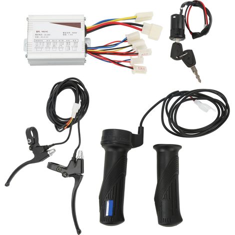 Kit contrôleur moteur à balais 24V 500W avec poignée de frein verrou électrique, accélérateur universel, conversion vélo électrique (1/5)